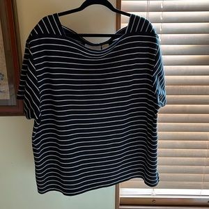 Sun bay cottons size 3X black with tan stripes, short sleeve square neck cotton